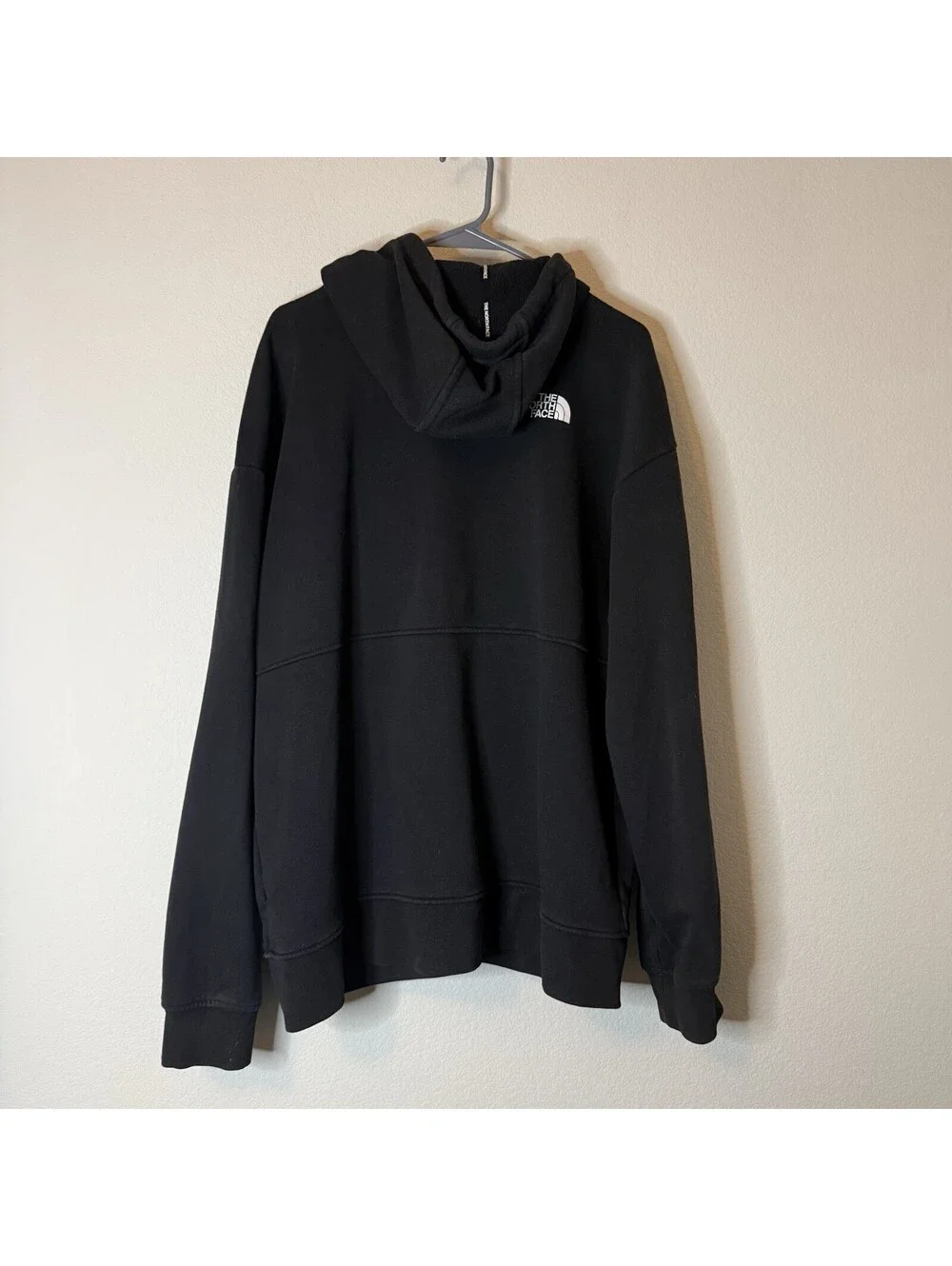 The North Face Men’s Medium Black Full Zip Hooded Jacket Logo Sleeve Fleece